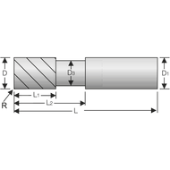 Multi-flute cutter SC 45° 12mm, R=0.5mm, Z=6 RockTec PRO